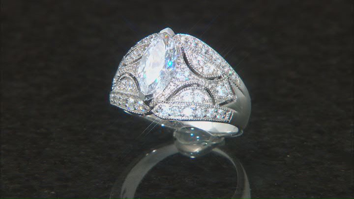 White Cubic Zirconia Rhodium Over Sterling Silver Ring 3.85ctw Video Thumbnail