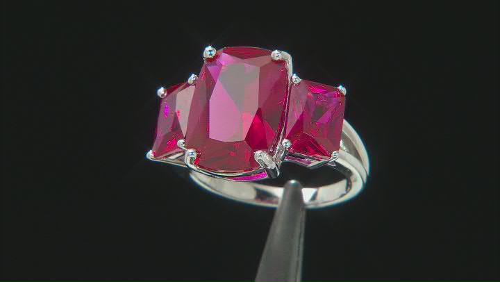 Red Cubic Zirconia Rhodium Over Sterling Silver Ring Video Thumbnail