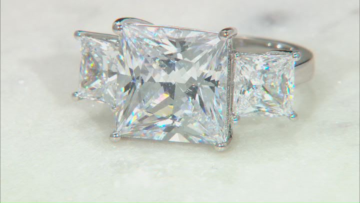 White Cubic Zirconia Rhodium Over Sterling Silver Ring 15.64ctw Video Thumbnail
