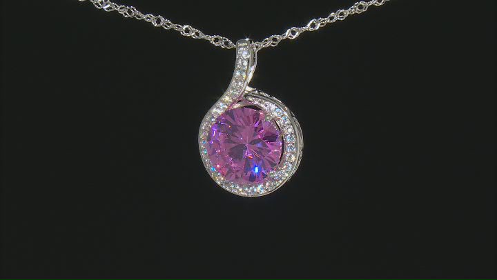 Pink And White Cubic Zirconia Rhodium Over Sterling Silver Pendant With Chain 10.86ctw Video Thumbnail