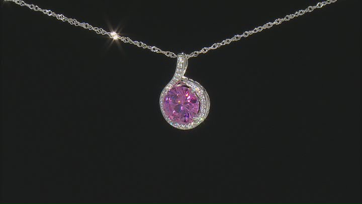 Pink And White Cubic Zirconia Rhodium Over Sterling Silver Pendant With Chain 10.86ctw Video Thumbnail