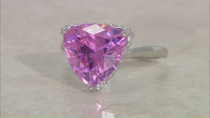 Pink and White Cubic Zirconia Rhodium Over Sterling Silver Ring 11.52ctw Video Thumbnail