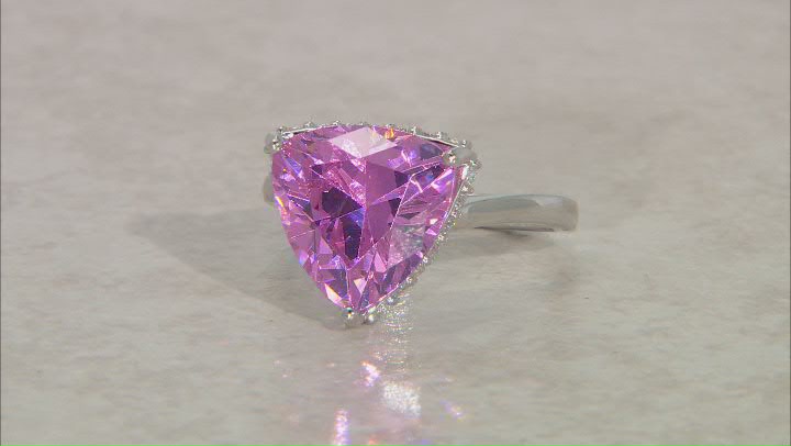 Pink and White Cubic Zirconia Rhodium Over Sterling Silver Ring 11.52ctw Video Thumbnail