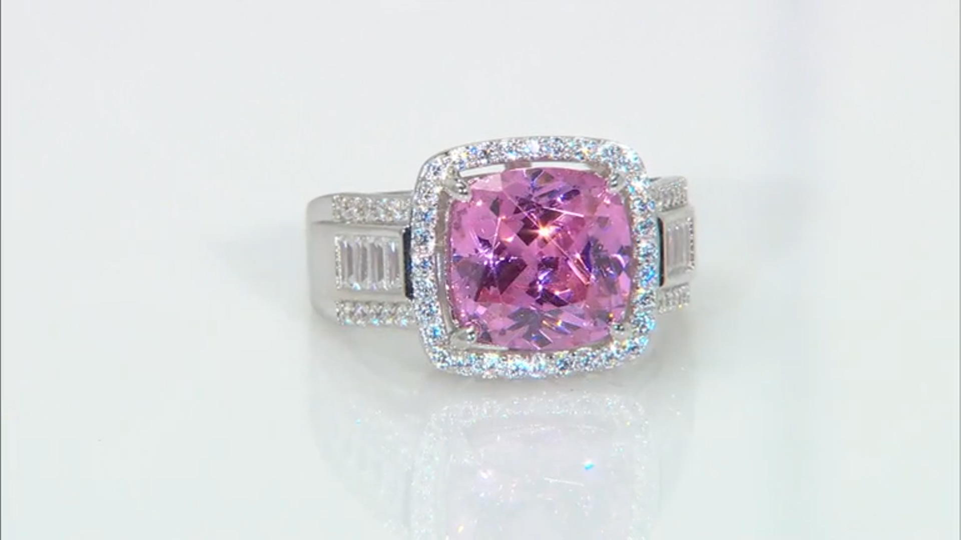Pink and White Cubic Zirconia Rhodium Over Silver Ring 6.91ctw Video Thumbnail