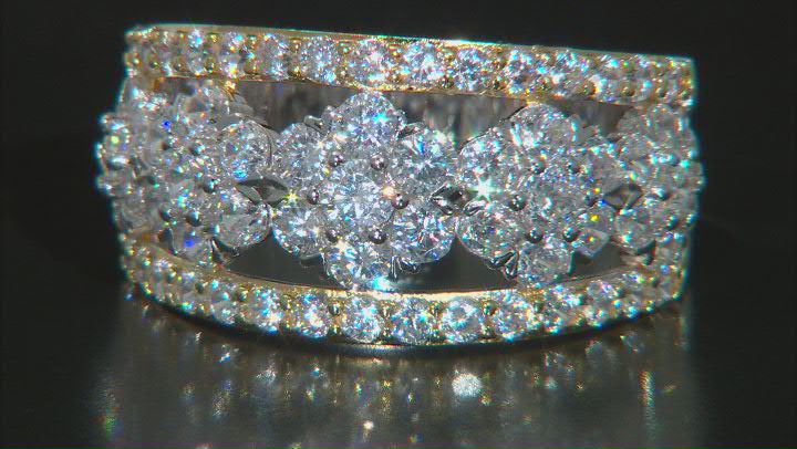 White Cubic Zirconia Rhodium Over Silver And 18k Yellow Gold Over Silver Ring 4.08ctw Video Thumbnail