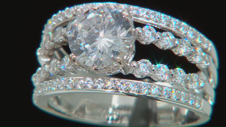 White Cubic Zirconia Rhodium Over Sterling Silver Ring 4.53ctw Video Thumbnail