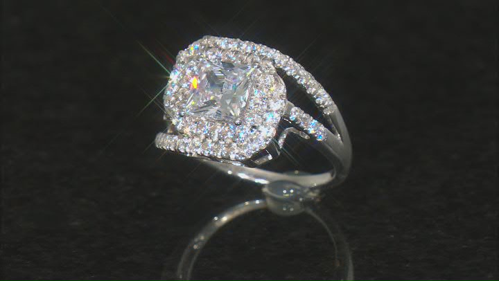 White Cubic Zirconia Platinum Over Sterling Silver Ring 4.67ctw Video Thumbnail