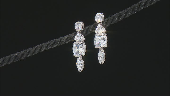 White Cubic Zirconia Platinum Over Sterling Silver Earrings 13.80ctw Video Thumbnail