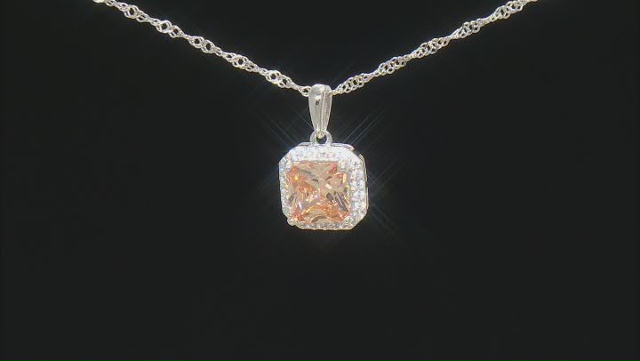 Champagne and White Cubic Zirconia Rhodium Over Silver Pendant With Chain. (2.44ctw DEW) Video Thumbnail