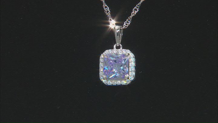 Purple and White Cubic Zirconia Rhodium Over Silver Pendant With Chain. (2.44ctw DEW) Video Thumbnail