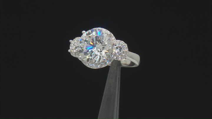 White Cubic Zirconia Rhodium Over Sterling Silver Ring 11.42ctw Video Thumbnail