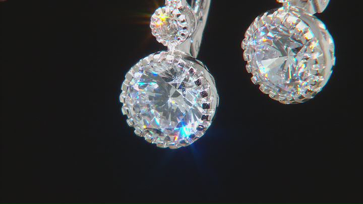 White Cubic Zirconia Rhodium Over Sterling Silver Earrings 6.92ctw Video Thumbnail