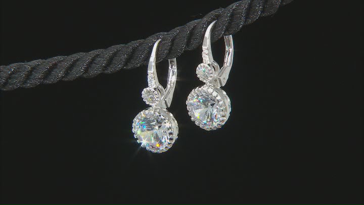 White Cubic Zirconia Rhodium Over Sterling Silver Earrings 6.92ctw Video Thumbnail