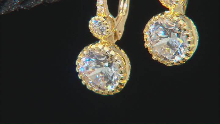 White Cubic Zirconia 18k Yellow Gold Over Sterling Silver Earrings 6.92ctw Video Thumbnail