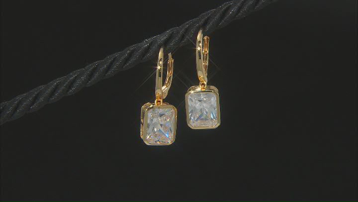 White Cubic Zirconia 18k Yellow Gold Over Sterling Silver Earrings 12.88ctw Video Thumbnail