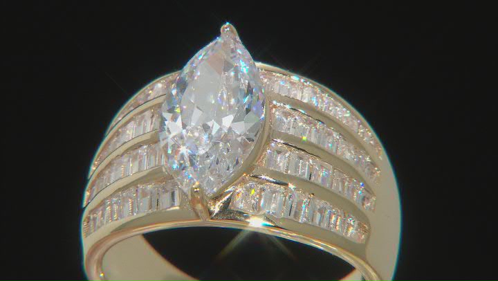 White Cubic Zirconia 18k Yellow Gold Over Sterling Silver Ring 6.10ctw Video Thumbnail