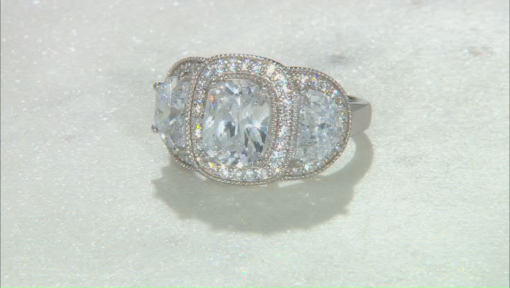 White Cubic Zirconia Platinum Over Sterling Silver Ring 7.93ctw Video Thumbnail