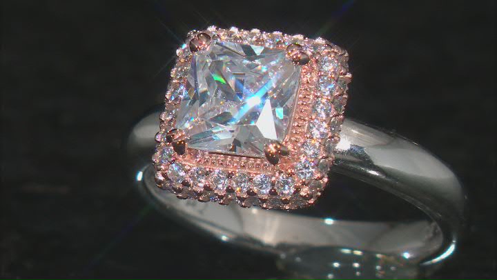 White Cubic Zirconia Rhodium And 18k Rose Gold Over Sterling Silver Ring 3.34ctw Video Thumbnail