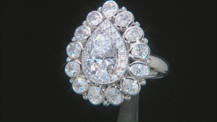 White Cubic Zirconia Platinum Over Sterling Silver Ring 6.56ctw Video Thumbnail