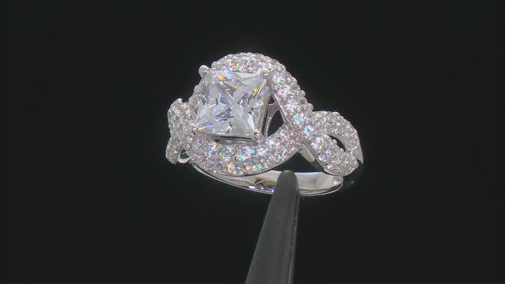 White Cubic Zirconia Platinum Over Sterling Silver Ring 4.42ctw Video Thumbnail