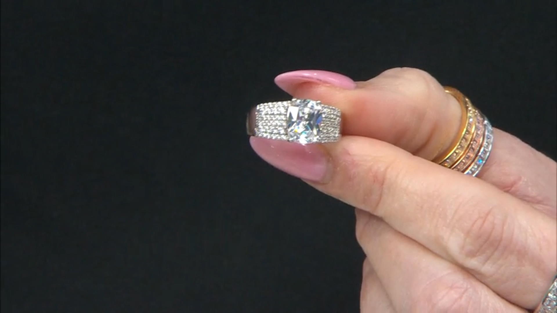 White Cubic Zirconia Rhodium Over Sterling Silver Ring 4.32ctw Video Thumbnail