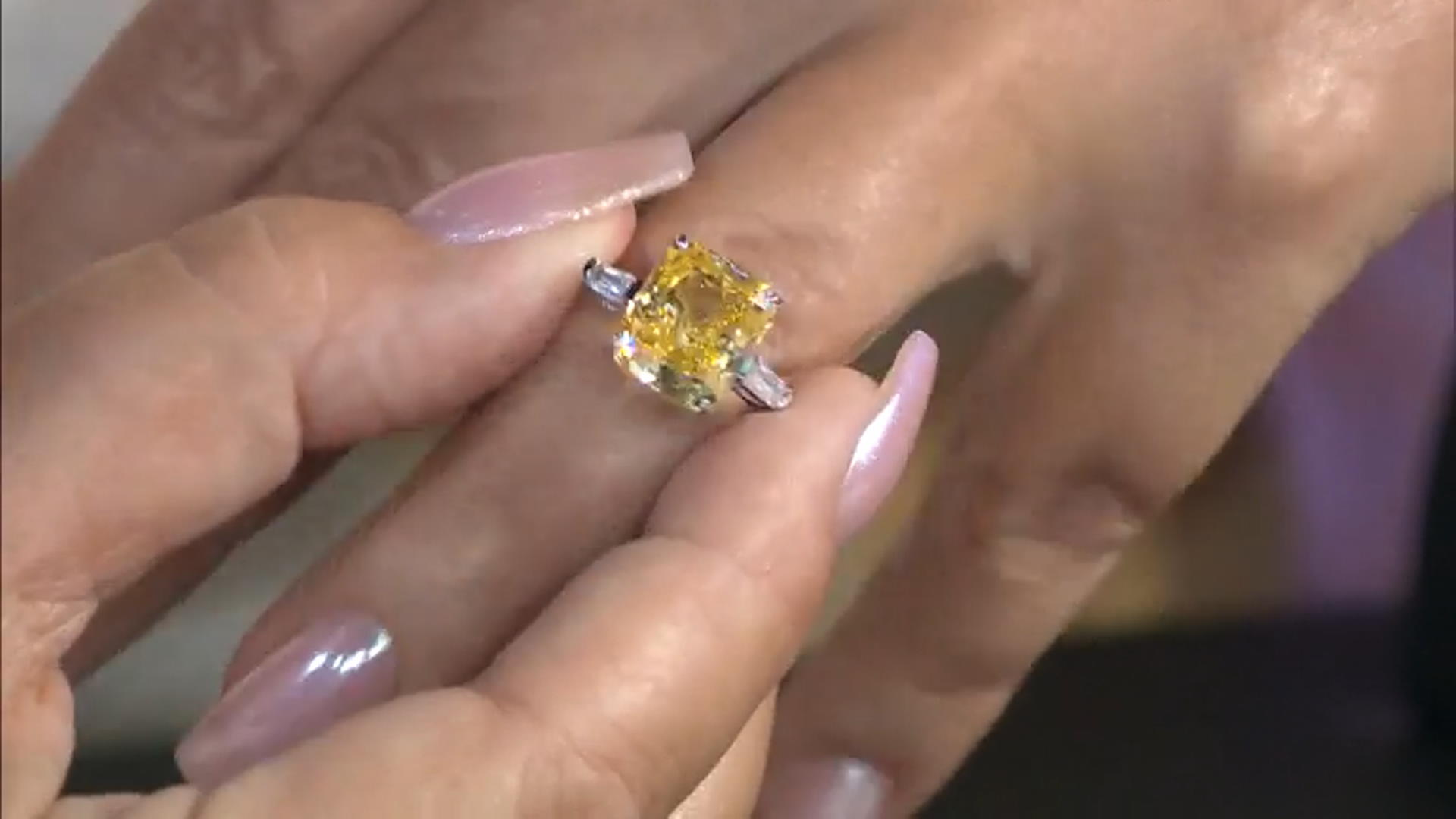 Yellow And White Cubic Zirconia Rhodium Over Sterling Silver Ring 12.02ctw Video Thumbnail
