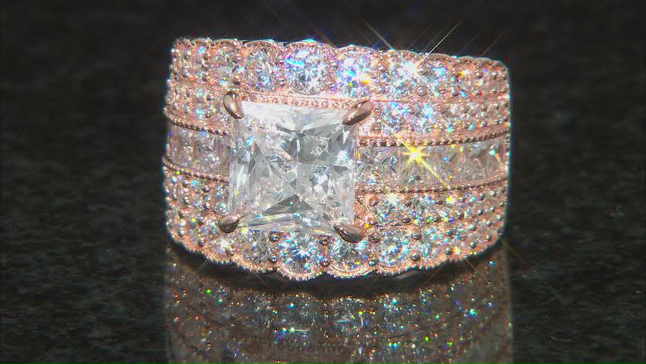 White Cubic Zirconia 18k Rose Gold Over Sterling Silver Ring 9.66ctw Video Thumbnail
