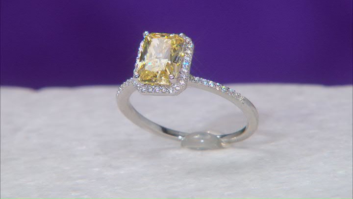Canary And White Cubic Zirconia Rhodium Over Sterling Silver Ring 8.92ctw Video Thumbnail