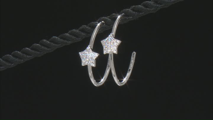 White Cubic Zirconia Rhodium Over Sterling Silver Star Earring Set 0.81ctw Video Thumbnail