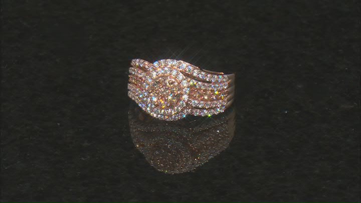 Champagne And White Cubic Zirconia 18k Rose Gold Over Sterling Silver Ring 2.13ctw Video Thumbnail