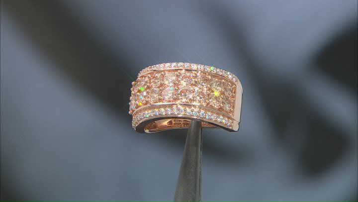 Champagne And White Cubic Zirconia 18k Rose Gold Over Sterling Silver Ring 4.10ctw Video Thumbnail
