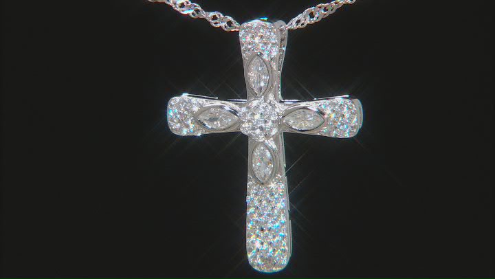 White Cubic Zirconia Rhodium Over Sterling Silver Pendant With Chain 1.15ctw Video Thumbnail