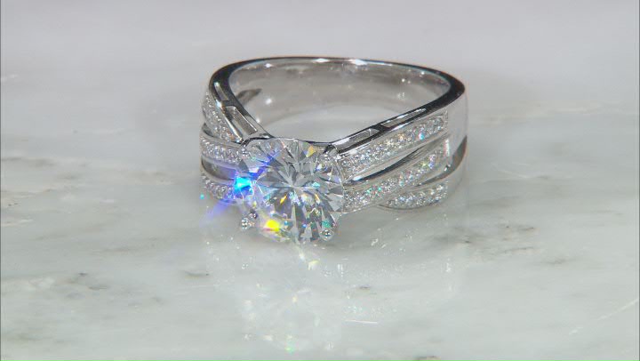 White Cubic Zirconia Rhodium Over Sterling Silver Ring 4.53ctw Video Thumbnail
