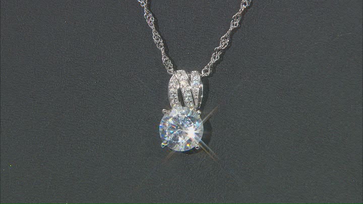 White Cubic Zirconia Rhodium Over Sterling Silver Pendant With Chain 4.30ctw Video Thumbnail