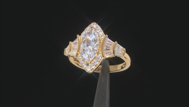 White Cubic Zirconia 18K Yellow Gold Over Sterling Silver Ring 3.91ctw Video Thumbnail