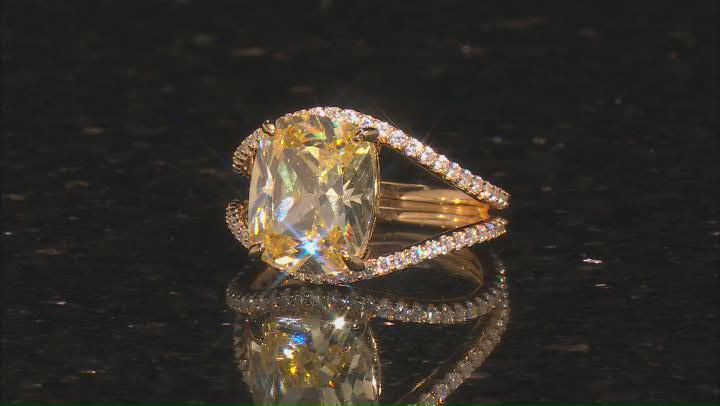 Yellow And White Cubic Zirconia 18k Yellow Gold Over Sterling Silver Ring 10.23ctw Video Thumbnail