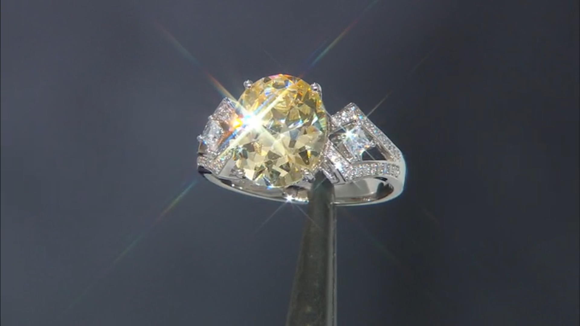 Yellow And White Cubic Zirconia Rhodium Over Sterling Silver Ring 8.87ctw Video Thumbnail