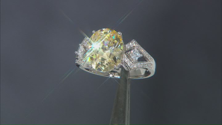 Yellow And White Cubic Zirconia Rhodium Over Sterling Silver Ring 8.87ctw Video Thumbnail