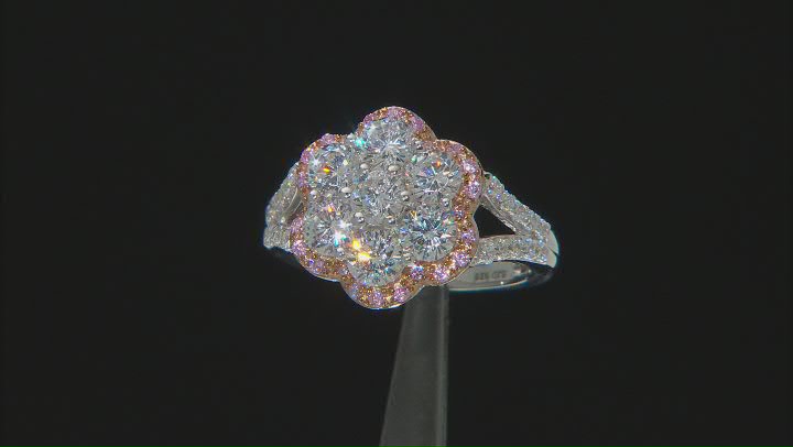 Pink And White Cubic Zirconia Platinum Over Sterling Silver Ring 4.00ctw Video Thumbnail