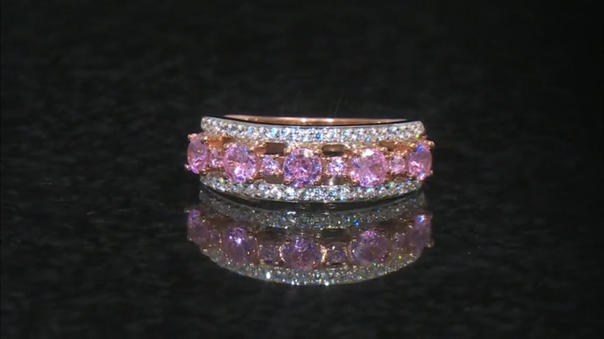 Pink And White Cubic Zirconia 18k Rose Gold Over Sterling Silver Ring 2.25ctw Video Thumbnail