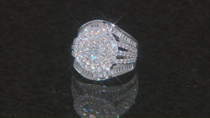 White Cubic Zirconia Platinum Over Sterling Silver Ring 5.22ctw Video Thumbnail