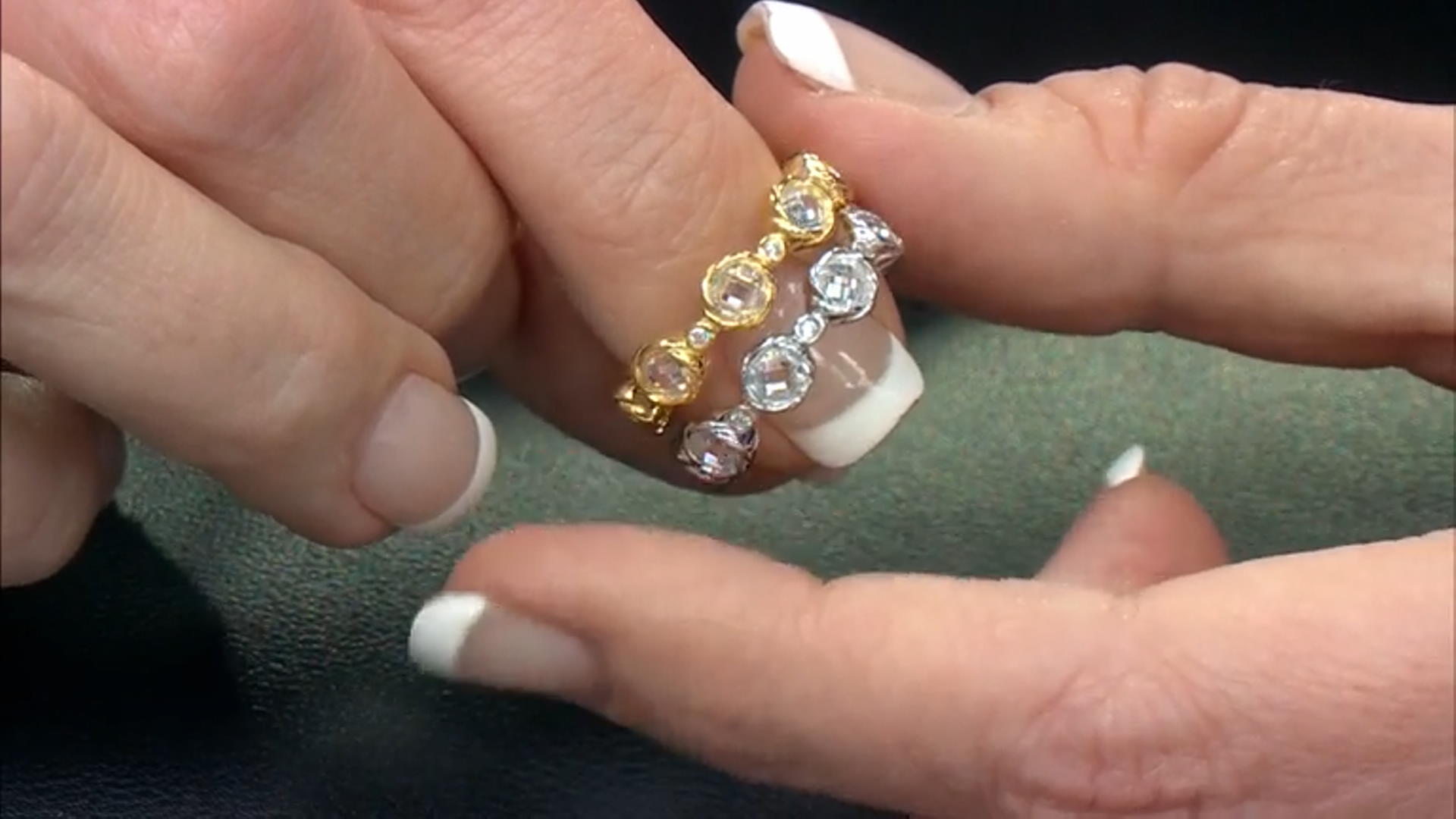 White Cubic Zirconia Rhodium And 18k Yellow Gold Over Sterling Silver 2 Ring Set 7.25ctw Video Thumbnail