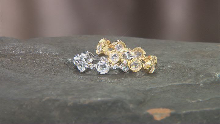 White Cubic Zirconia Rhodium And 18k Yellow Gold Over Sterling Silver 2 Ring Set 7.25ctw Video Thumbnail