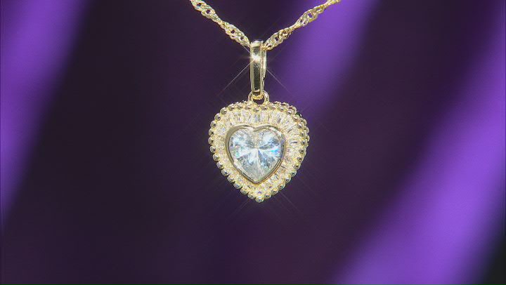 White Cubic Zirconia 18k Yellow Gold Over Sterling Silver Pendant With Chain 2.78ctw Video Thumbnail