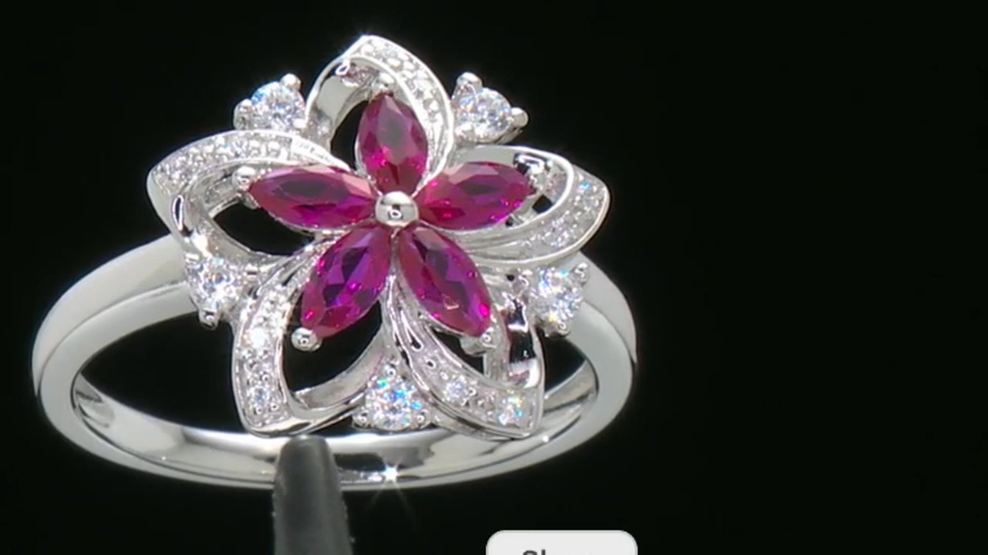 Lab Created Ruby And White Cubic Zirconia Platinum Over Sterling Silver Ring 2.23ctw Video Thumbnail