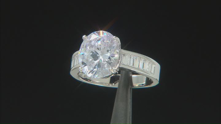 White Cubic Zirconia Rhodium Over Sterling Silver Ring Set 10.18ctw Video Thumbnail