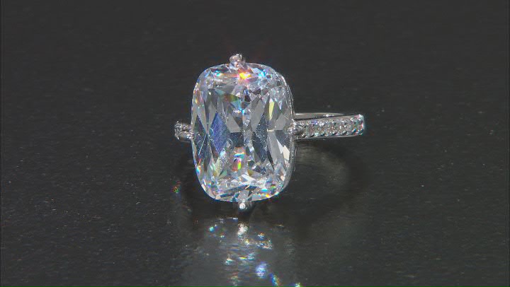 White Cubic Zirconia Platinum Over Sterling Silver Ring Set 10.56ctw Video Thumbnail