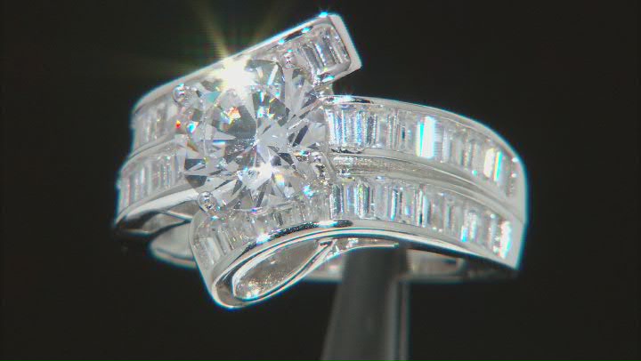 White Cubic Zirconia Rhodium Over Sterling Silver Ring 6.13ctw Video Thumbnail