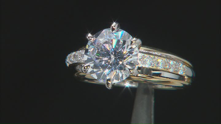 White Cubic Zirconia Rhodium And 18k Yellow Gold Over Sterling Silver Ring 6.53ctw Video Thumbnail