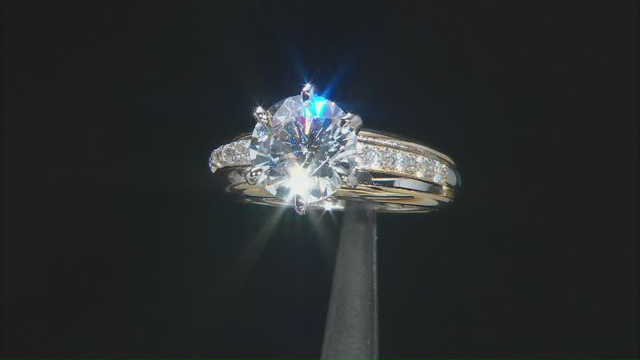 White Cubic Zirconia Rhodium And 18k Yellow Gold Over Sterling Silver Ring 6.53ctw Video Thumbnail